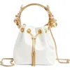 Jimmy Choo Bon Bon Floral Crystal Embellished Drawstring Top Handle Pouch In Multi