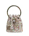 Jimmy Choo Bon Bon Floral Embroidered Mesh Top Handle Bucket Bag In Multi