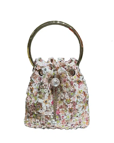 Jimmy Choo Bon Bon Floral Embroidered Mesh Top Handle Bucket Bag In Multi