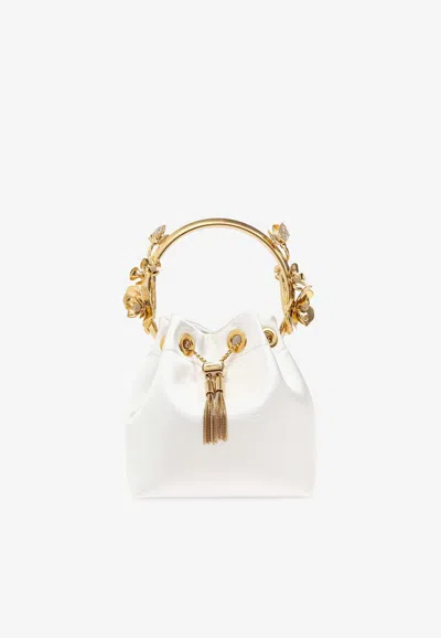 Jimmy Choo Bon Bon Flower Bucket Bag In Cream
