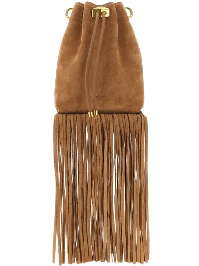 JIMMY CHOO BON BON FRINGE BUCKET BAG