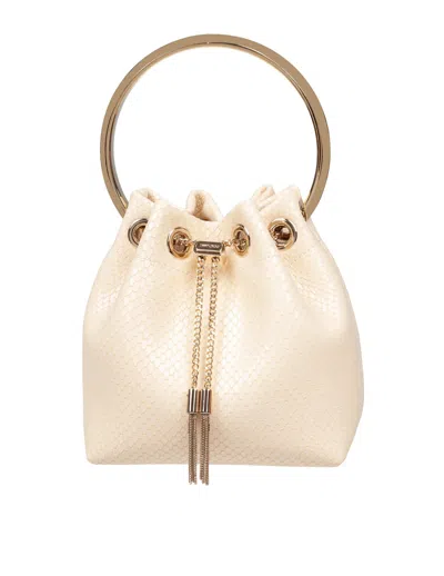 Jimmy Choo Bon Bon Fuc Snakeskin Print Leather Bag In Yellow