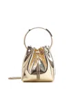 Jimmy Choo Shiny Mirror-effect Bon Bon Bag With Chain Drawstring And Metal Handle In Gold