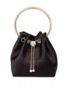 Jimmy Choo Bon Bon Leather Bucket Chain Shoulder Bag In Black