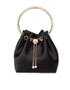 Jimmy Choo Bon Bon Black Satin Handbag In Black