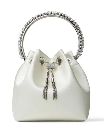 Jimmy Choo Bon Bon Ivory White Leather Bucket Bag