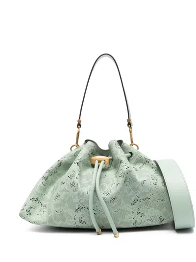 Jimmy Choo Bon Bon Laser-cut Tote Bag In Green