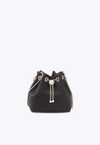 Jimmy Choo Bon Bon Leather Bucket Bag In Black