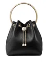 Jimmy Choo Bon Bon Leather Bucket Chain Shoulder Bag In Black