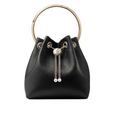 Jimmy Choo Women Black Bon Bon Bucket Bag