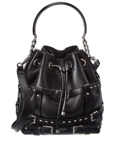 Jimmy Choo Bon Bon Leather Bucket Bag In Black