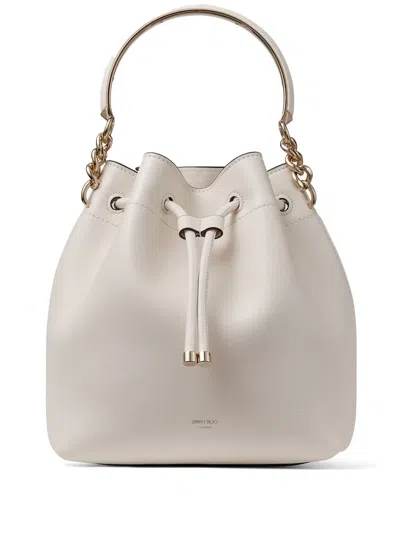 Jimmy Choo Bon Bon Leather Bucket Bag In Neutrals