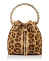 Jimmy Choo Bon Bon Leopard Print Top Handle Bag In Natural/silver