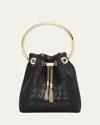 Jimmy Choo Leather Bucket Bag Metallic Handle In Gold
