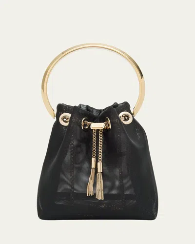 Jimmy Choo Bon Bon Mesh Bucket Bag In Gold