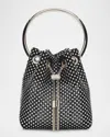 Jimmy Choo Womens  Bon Bon Crystal-embellished Satin Bag In Blackcrystal