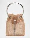 Jimmy Choo Bon Bon Mesh Crystal Top-handle Bag In Macaroncry