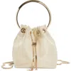 Jimmy Choo Bon Bon Mesh Ring Handle Bucket Bag In Gold