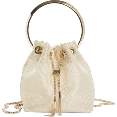 Jimmy Choo Bon Bon Mesh Ring Handle Bucket Bag In Gold