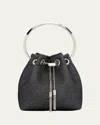 Jimmy Choo Embellished Drawstring Bucket Bag In Cosmo