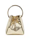 Jimmy Choo Bon Bon Mini Gold-tone Handbag With Metal Bracelet Handle In Mirror Fabbric Woman In Gold