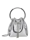 Jimmy Choo Bon Bon Metallic Handbag With Metal Bracelet Handle And Chain-link Shoulder Strap In Leather Woman In Silver