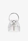 Jimmy Choo Bon Bon Metallic Leather Top Handle Bag In Silver