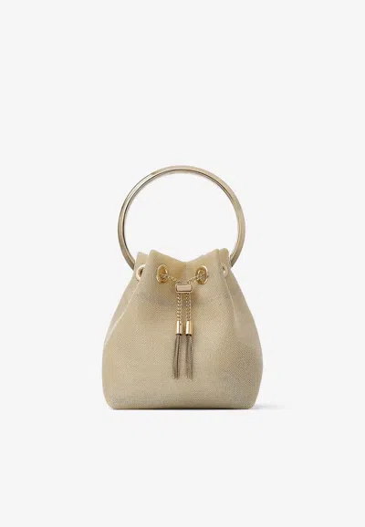 JIMMY CHOO BON BON METALLIC MESH TOP HANDLE BAG