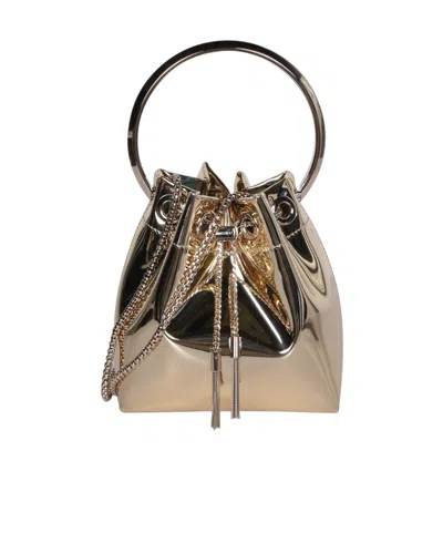 JIMMY CHOO BON BON METALLIC MINI BUCKET BAG
