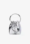 Jimmy Choo Bon Bon Mini Silver-tone Handbag With Metal Bracelet Handle In Mirror Fabbric Woman In Silver
