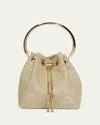 Jimmy Choo Bon Bon Metallic Top-handle Bucket Bag In Champagne