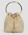 Jimmy Choo Bon Bon Metallic Top-handle Bucket Bag In Champagne