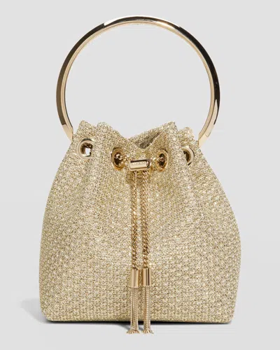 Jimmy Choo Bon Bon Metallic Top-handle Bucket Bag In Champagne