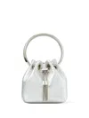 Jimmy Choo Drawstring Design Metallic Handbag With Circular Handle In Silver