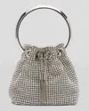 Jimmy Choo Bon Bon Micro Crystal Bucket Bag In Silver