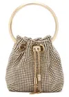 Jimmy Choo Bon Bon Micro Crystal-embellished Bucket Bag In Gold