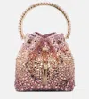Jimmy Choo Bon Bon Crystal-embellished Satin Bucket Bag In Pink