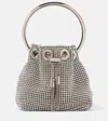 Jimmy Choo Bon Bon Micro Crystal-embellished Satin Bucket Bag In Silver