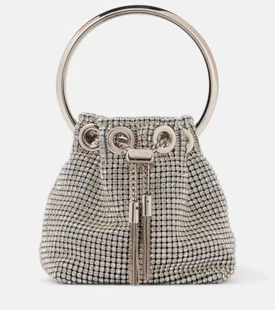 JIMMY CHOO BON BON MICRO EMBELLISHED BUCKET BAG