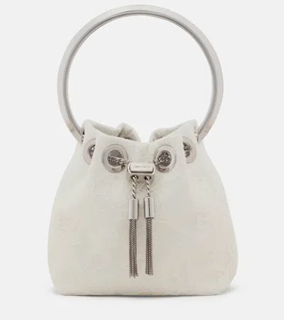 Jimmy Choo Bon Bon Micro Lace Bucket Bag In Red