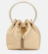 Jimmy Choo Bon Bon Micro Leather Bucket Bag In Gold