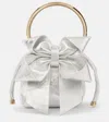 Jimmy Choo Bon Bon Micro Metallic Leather Bucket Bag In Silber