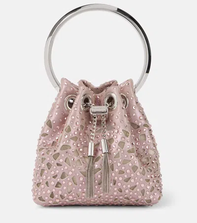 Jimmy Choo Bon Bon Micro Satin Bucket Bag In Pink