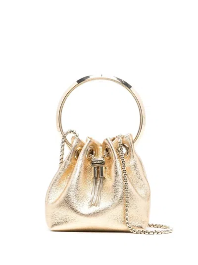 Jimmy Choo Micro Bon Bon Metallic Nappa Bag In Gold