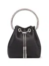 Jimmy Choo 'bon Bon' Mini Black Handbag With Metal Crystal Bracelet Handle