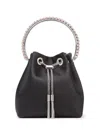 Jimmy Choo Bon Bon Mini Black Handbag With Metal Crystal Bracelet Handle In Satin Fabbric Woman