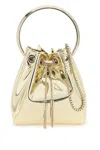 Jimmy Choo Gold Metallic Leather Bon Bon Bucket