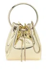 Jimmy Choo Gold Metallic Leather Bon Bon Bucket In Oro