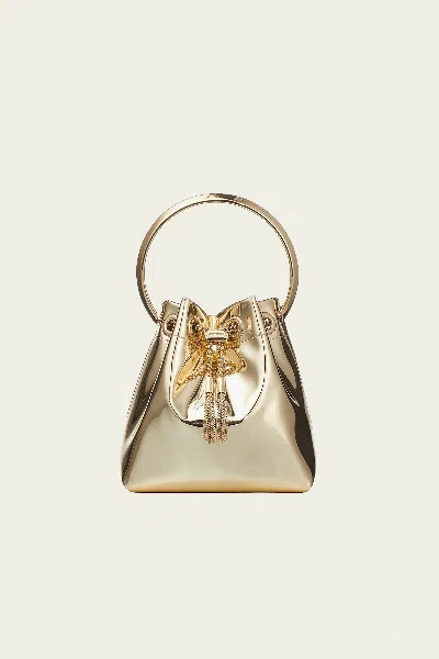 JIMMY CHOO BON BON MIRROR FABRIC MINI BAG IN GOLD