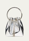 Jimmy Choo Bon Bon Mirror Fabric With Metal Handle In Silver